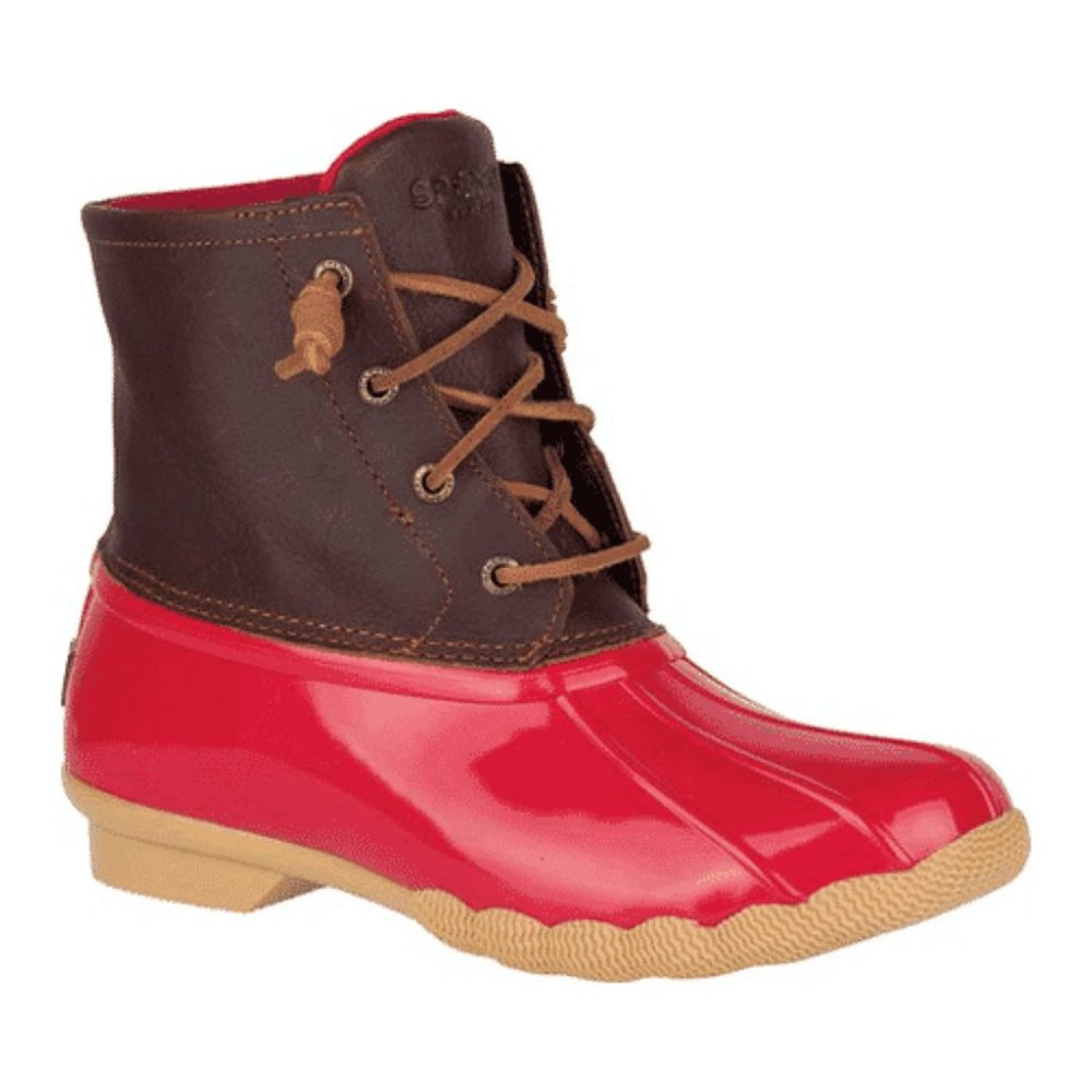 Sperry Brown Leather and Red Waterproof Duck Boots